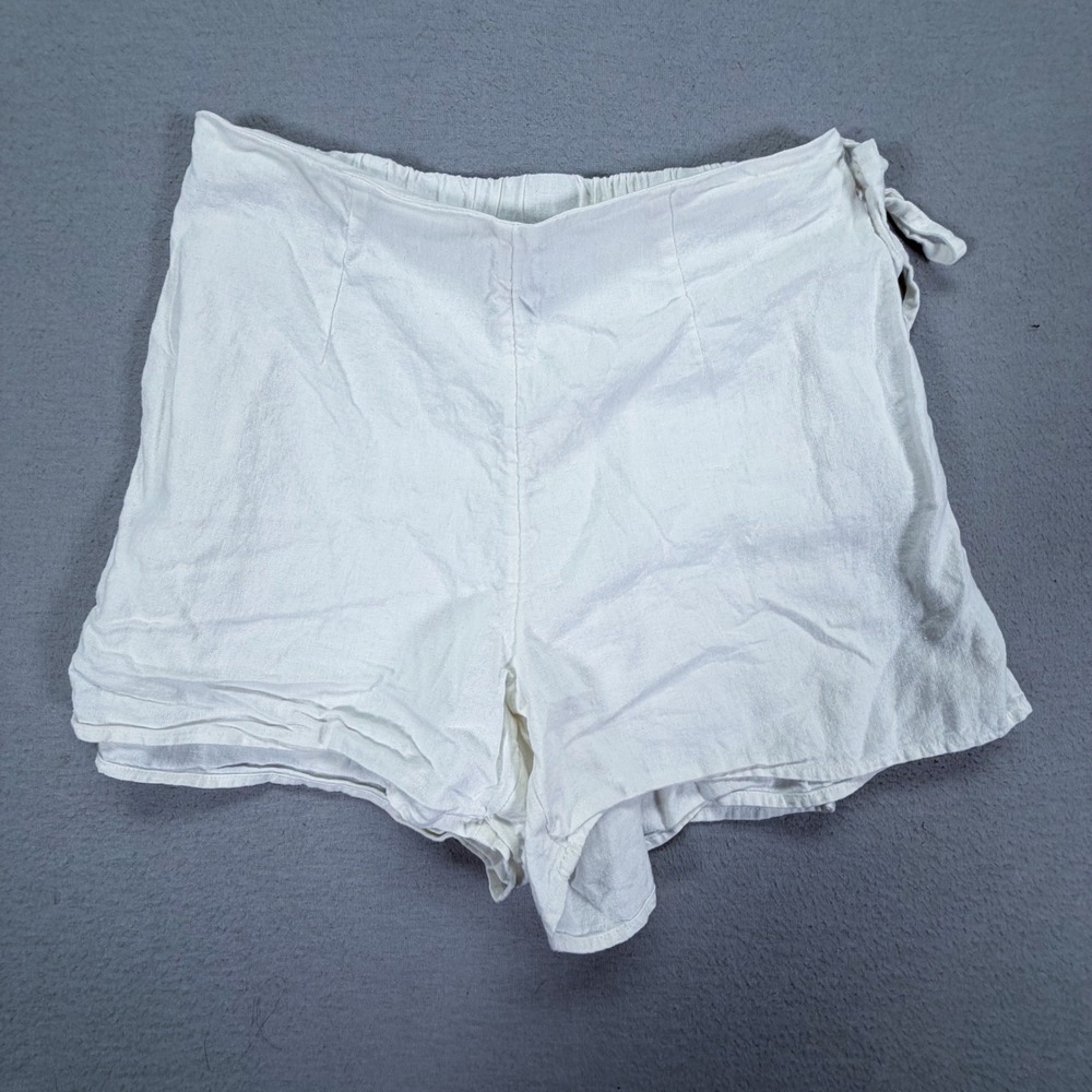 Old Navy Skort Women Small Good White Linen Blend Wrap Front Side Tie